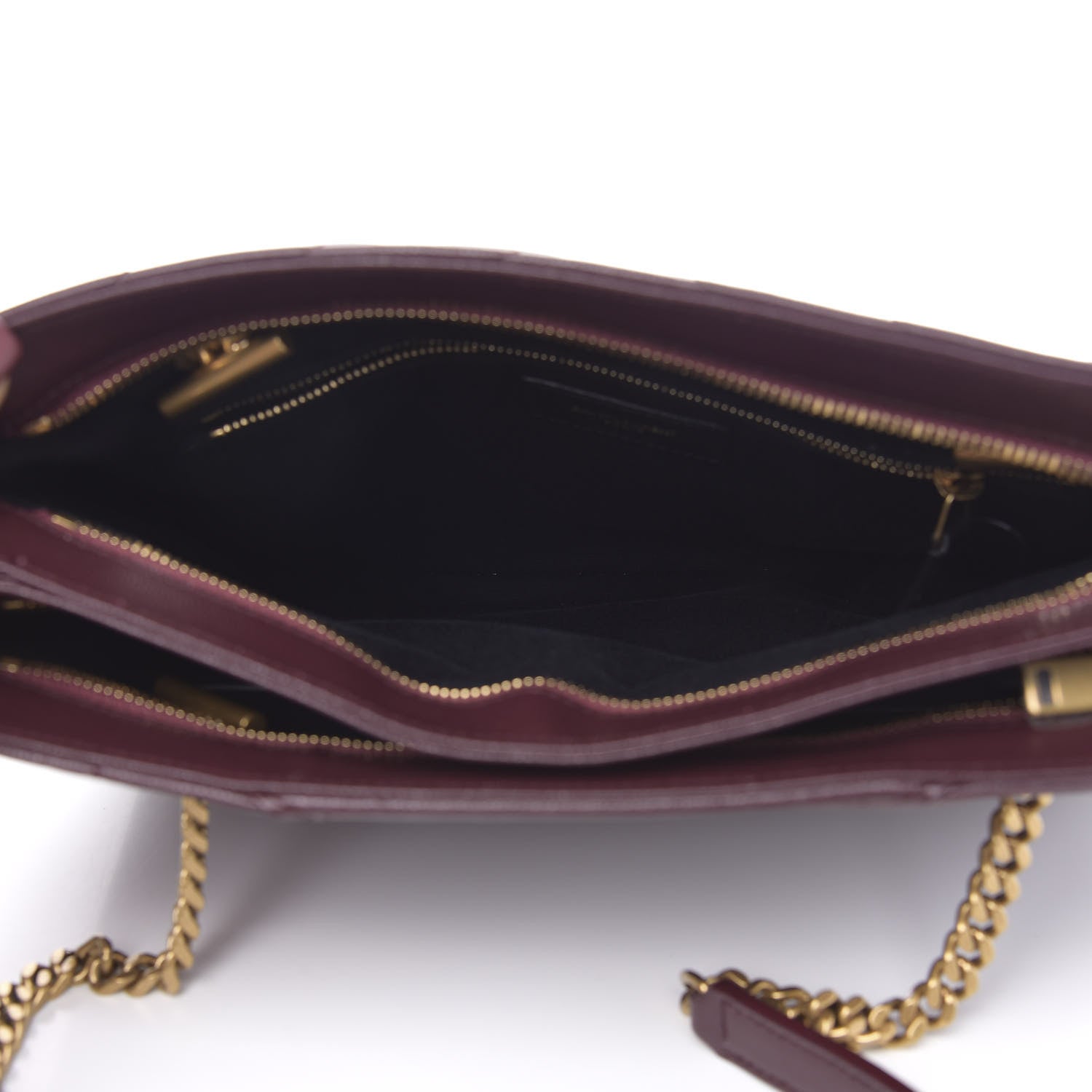 Saint Laurent Grain de Poudre Matelasse Chevron Small Tribeca Shopping Bag Rouge Legoin 5 of 9