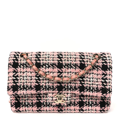 Chanel Tweed Quilted Medium Rectangular Flap Pink Black White 1 of 10