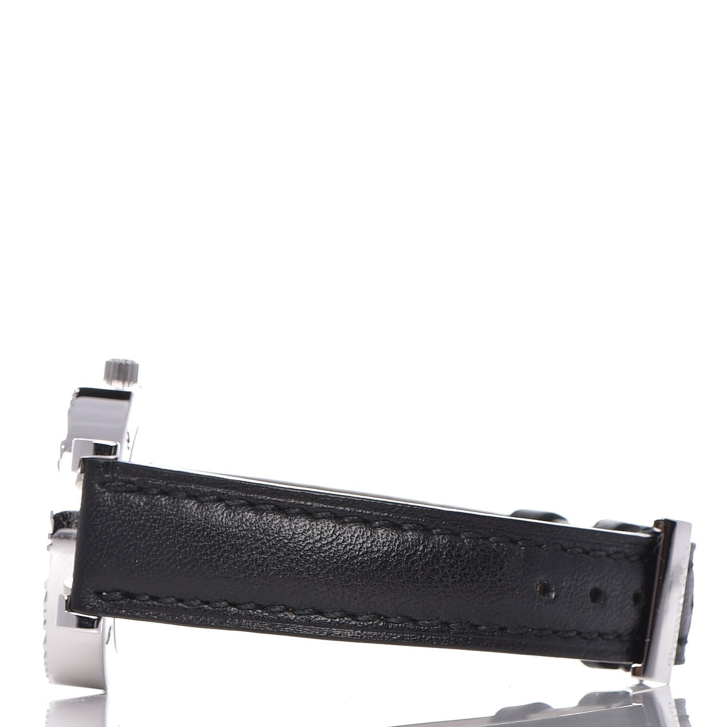 Sterling Silver Calfskin 29mm Atlas Quartz Watch Black