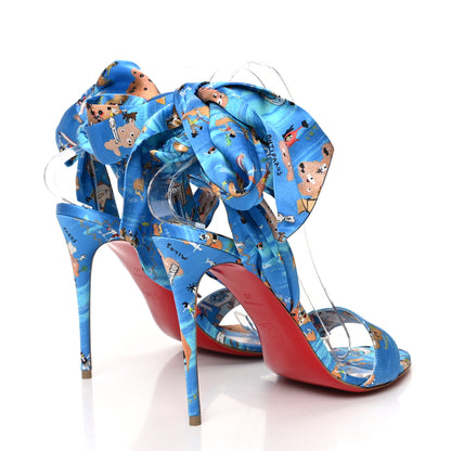 Christian Louboutin Crepe Satin Greekaba Du Desert 100 Sandal 39 Blue Multicolor 4 of 8