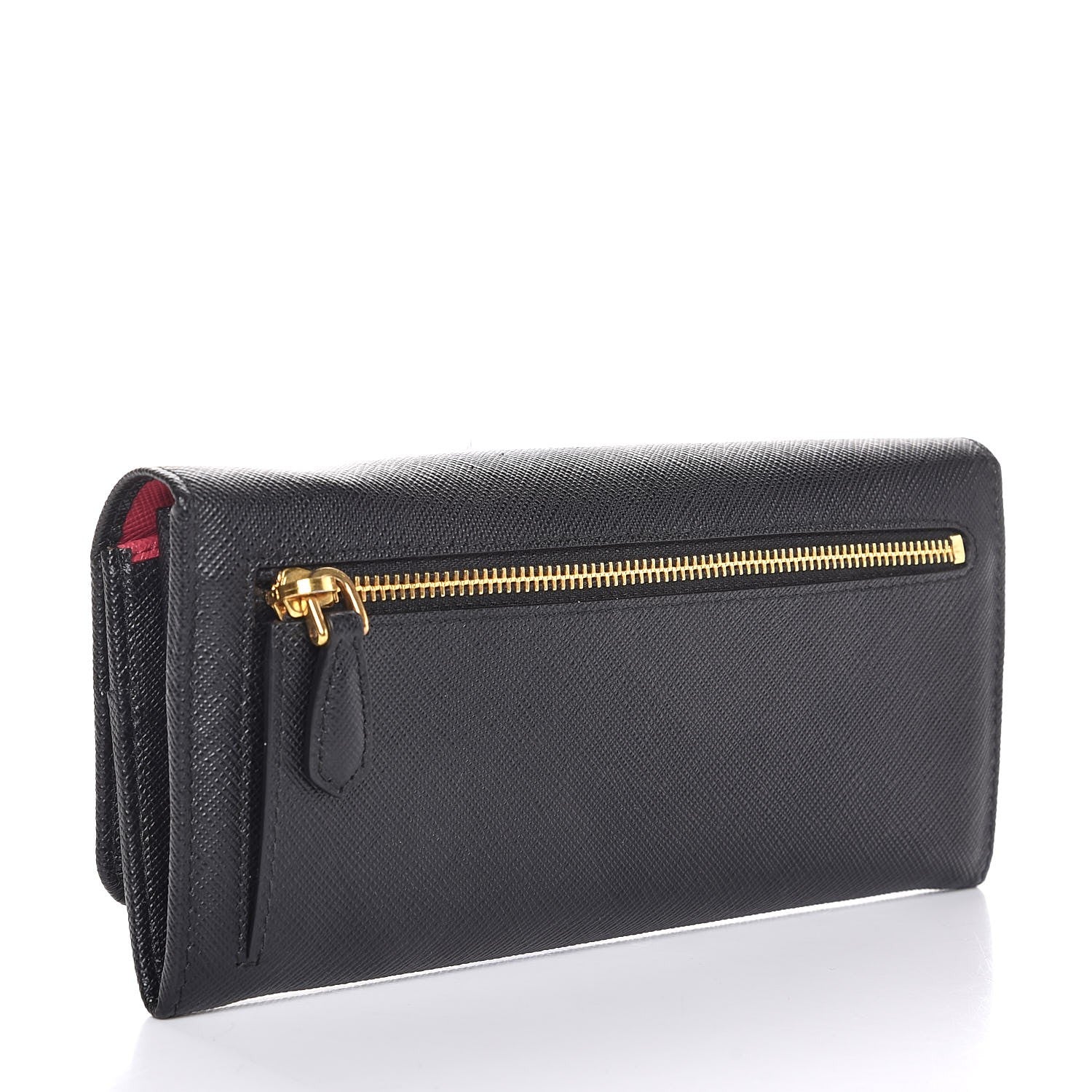 Prada Saffiano Continental Flap Wallet Black Ibisco 4 of 9
