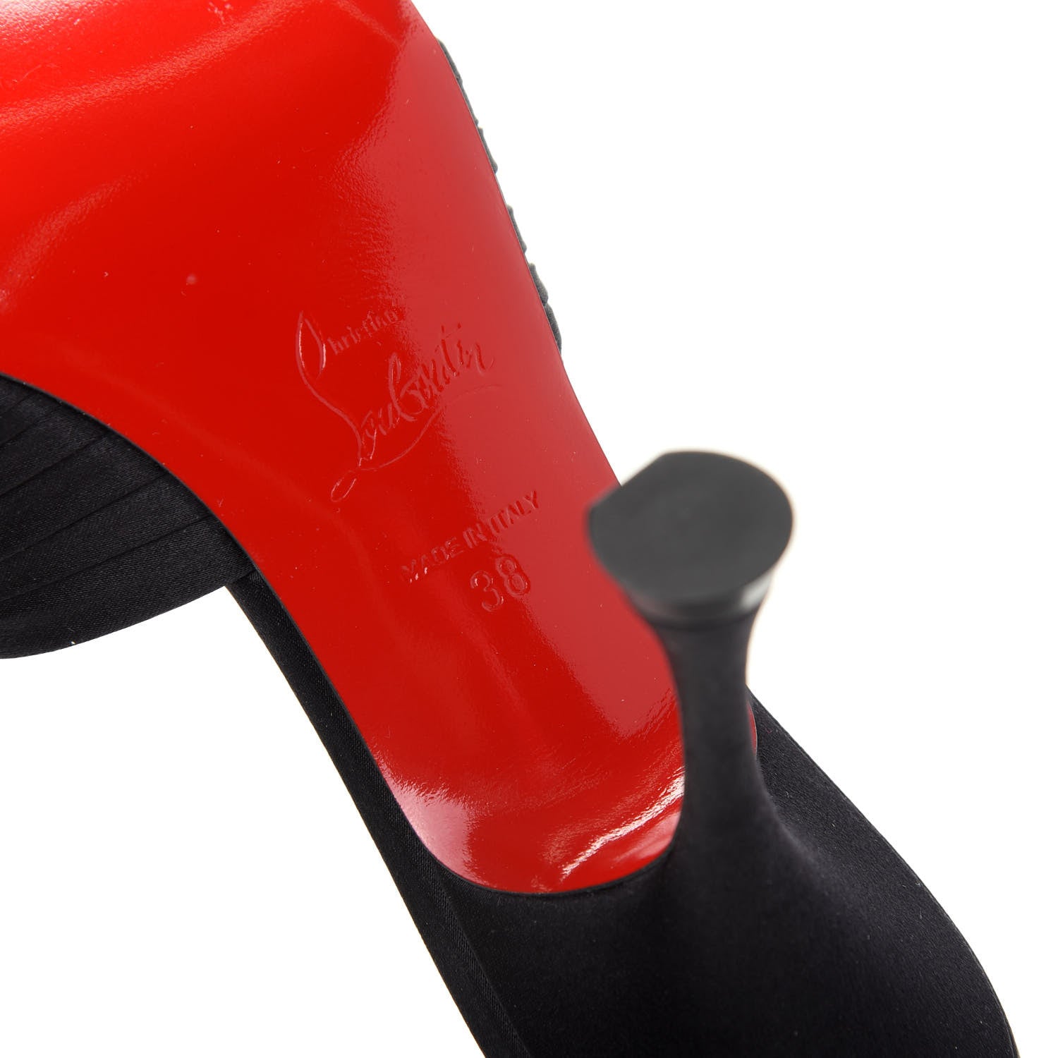 Christian Louboutin Crepe Satin Nicol Is Back 85 Slide Sandals 38 Black 9 of 10