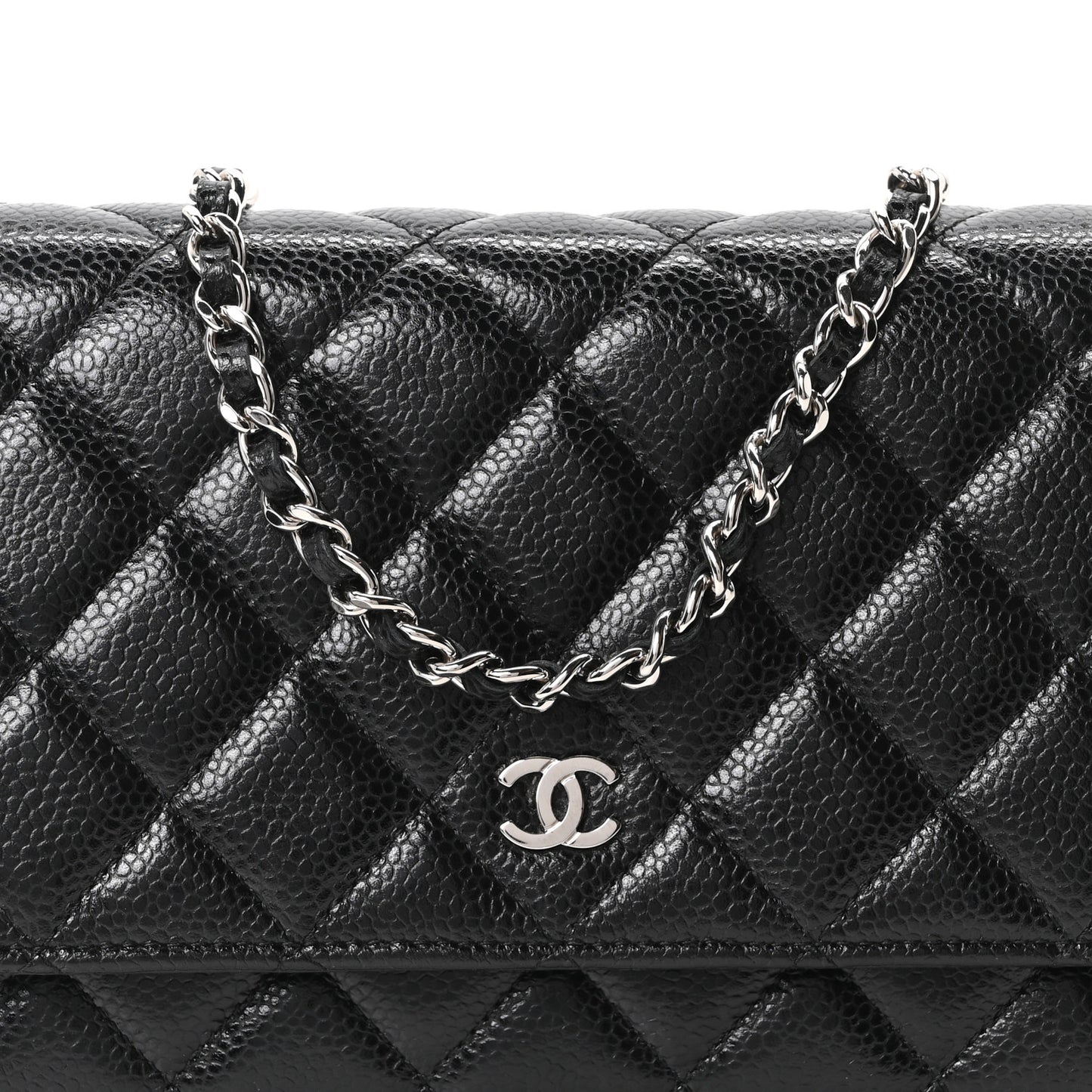 Caviar Quilted Wallet on Chain WOC Black