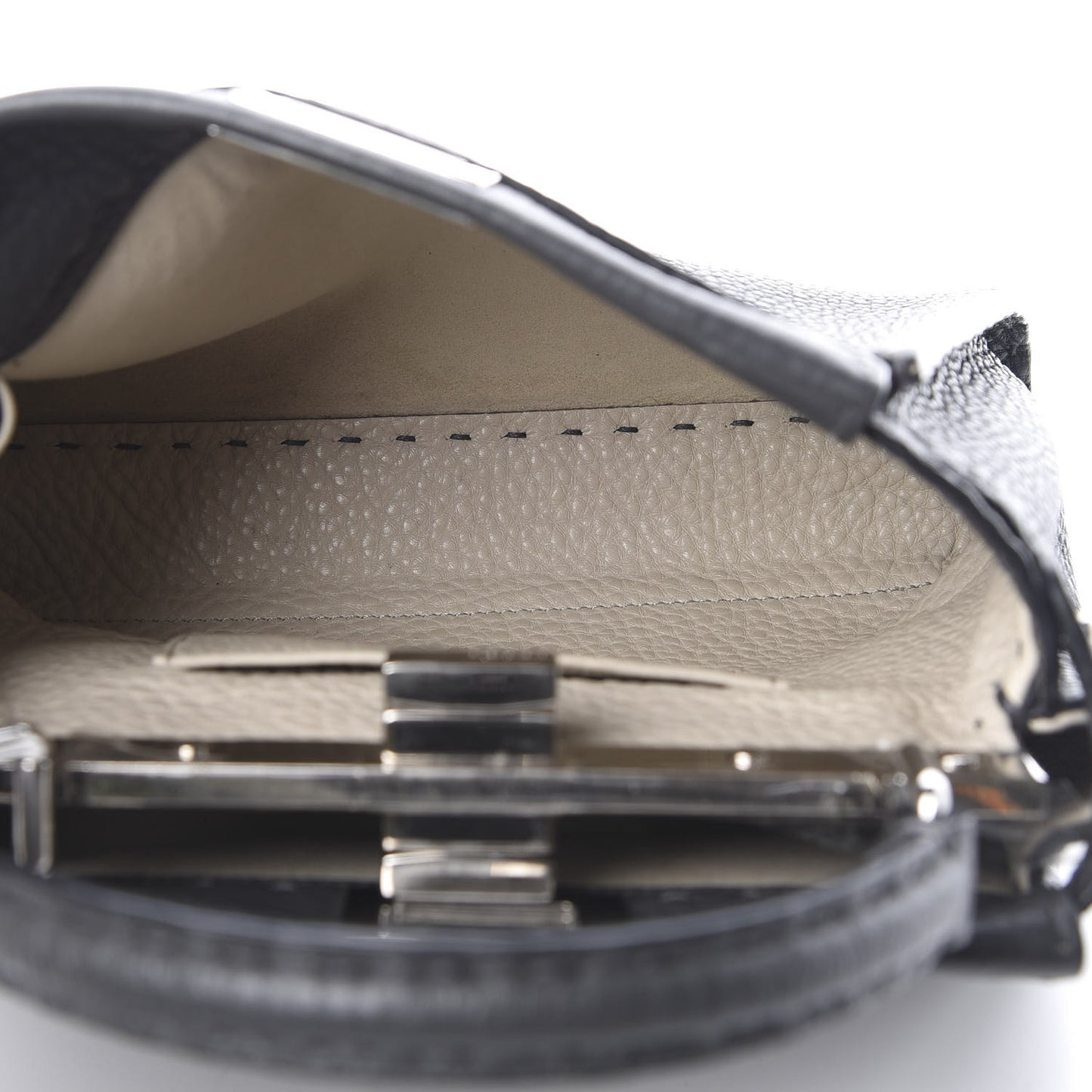 Cuoio Romano Selleria Bi-Color Mini Peekaboo Iconic Satchel Asfalto Latte