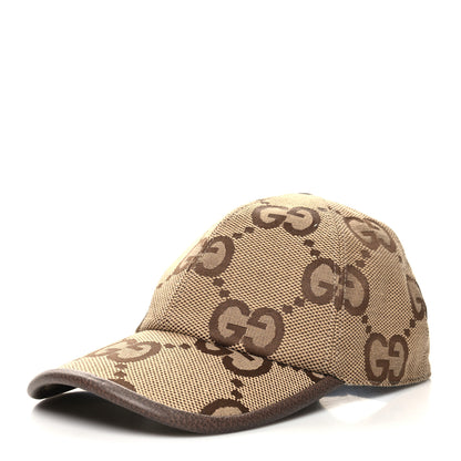 Gucci Monogram Jumbo GG Baseball Hat M 57 Camel Ebony 1 of 9