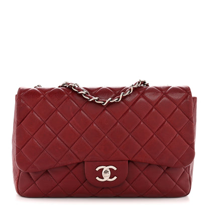 Chanel Caviar Quilted Jumbo Double Flap Dark Red 1 of 13