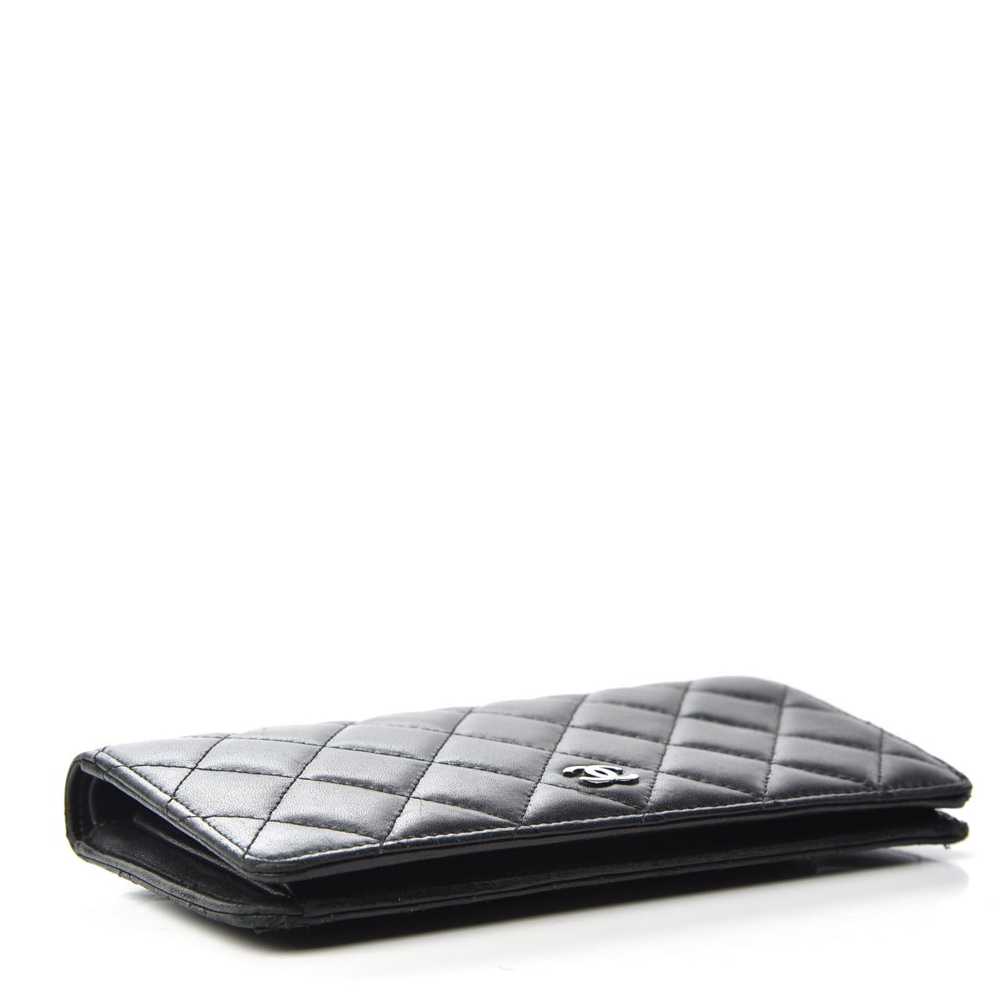 Lambskin Quilted Yen Wallet Black