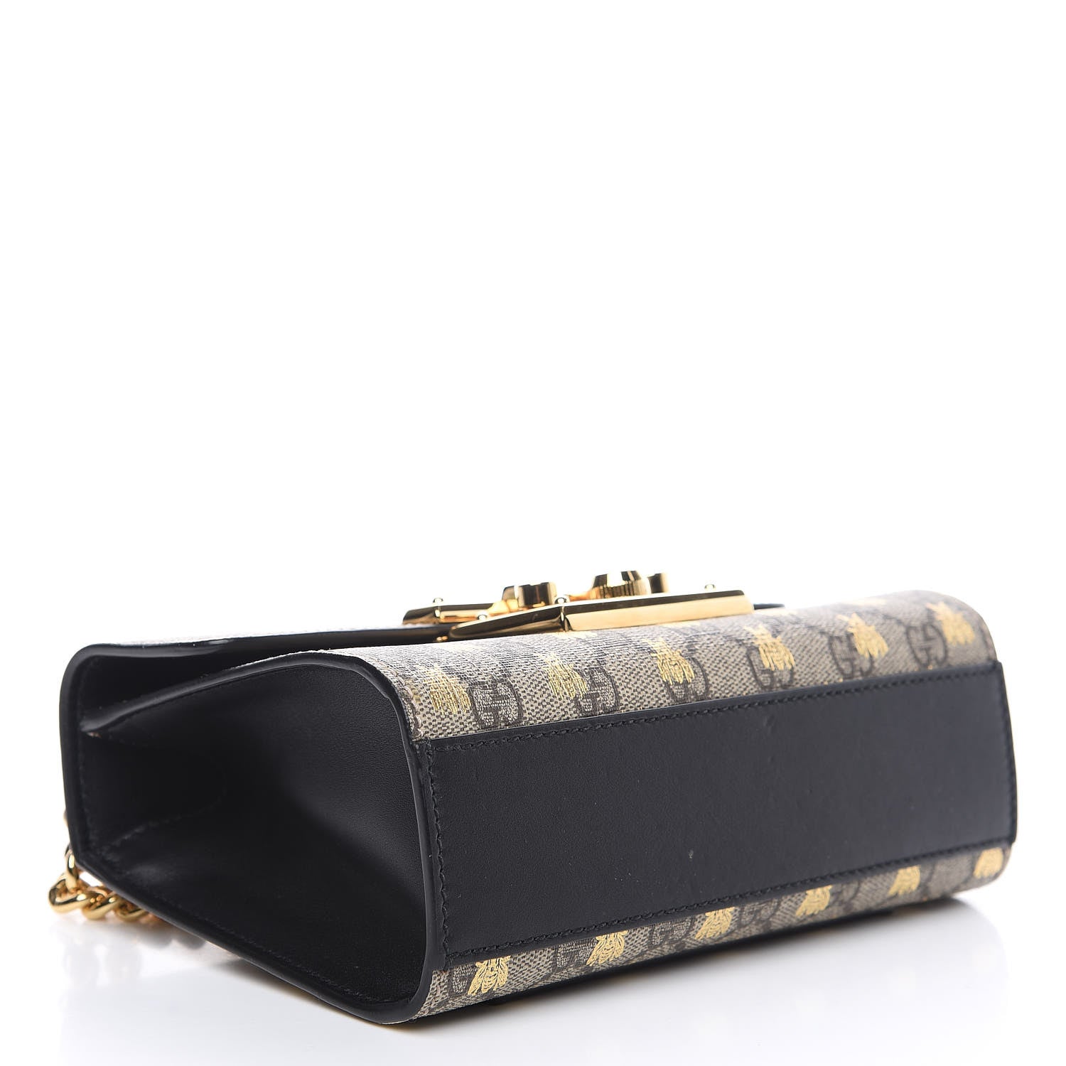 Gucci GG Supreme Monogram Bees Small Padlock Shoulder Bag Black 3 of 10