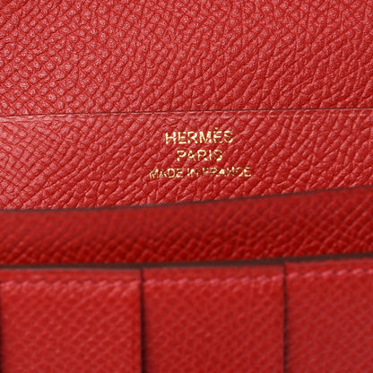 Hermes Epsom Bearn Gusset Wallet Rouge Casaque 6 of 8