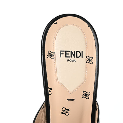 Fendi Calfskin Karligraphy Embossed Ffreedom Mules 38.5 Black 6 of 7