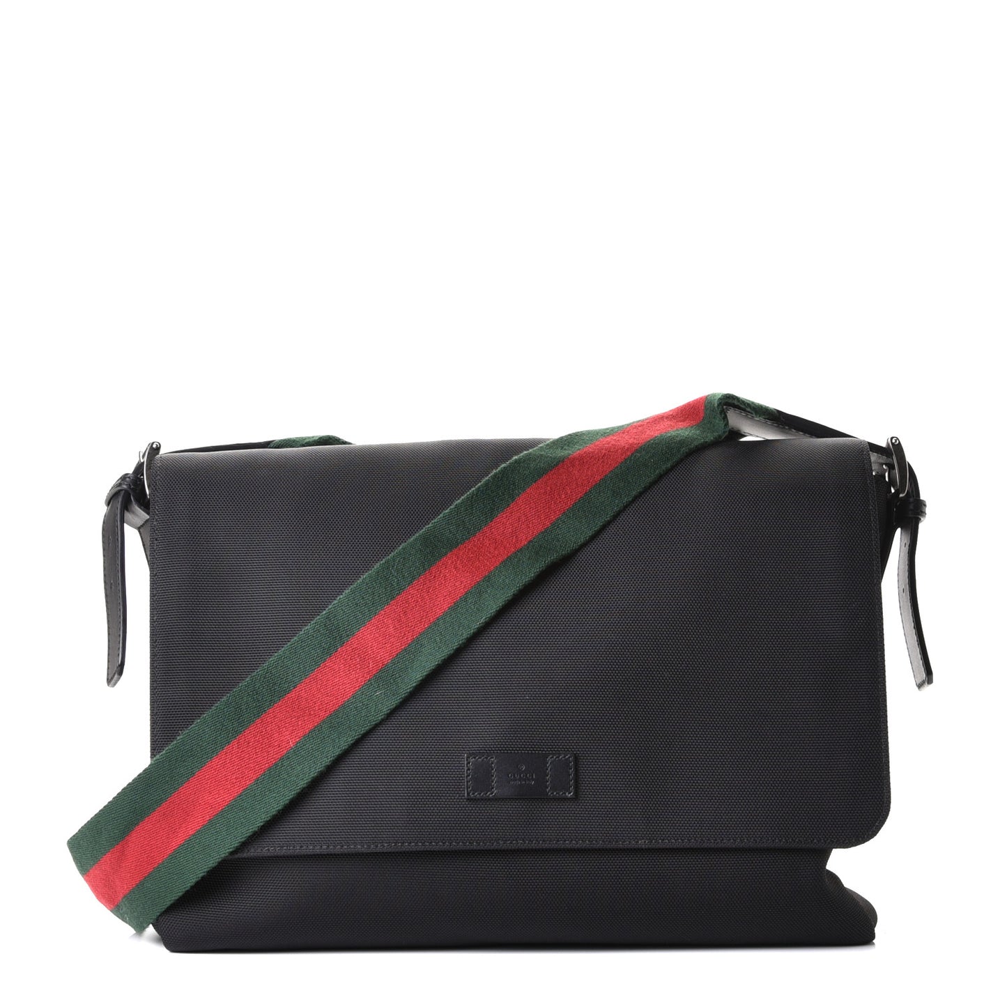 Techno Canvas Web Large Flap Messenger Bag Black