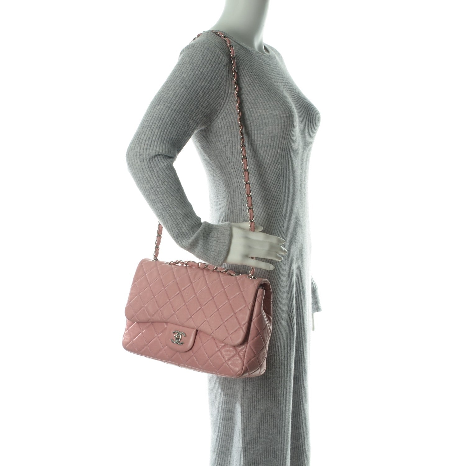 Chanel Lambskin Quilted Jumbo Single Flap Light Pink 2 of 12