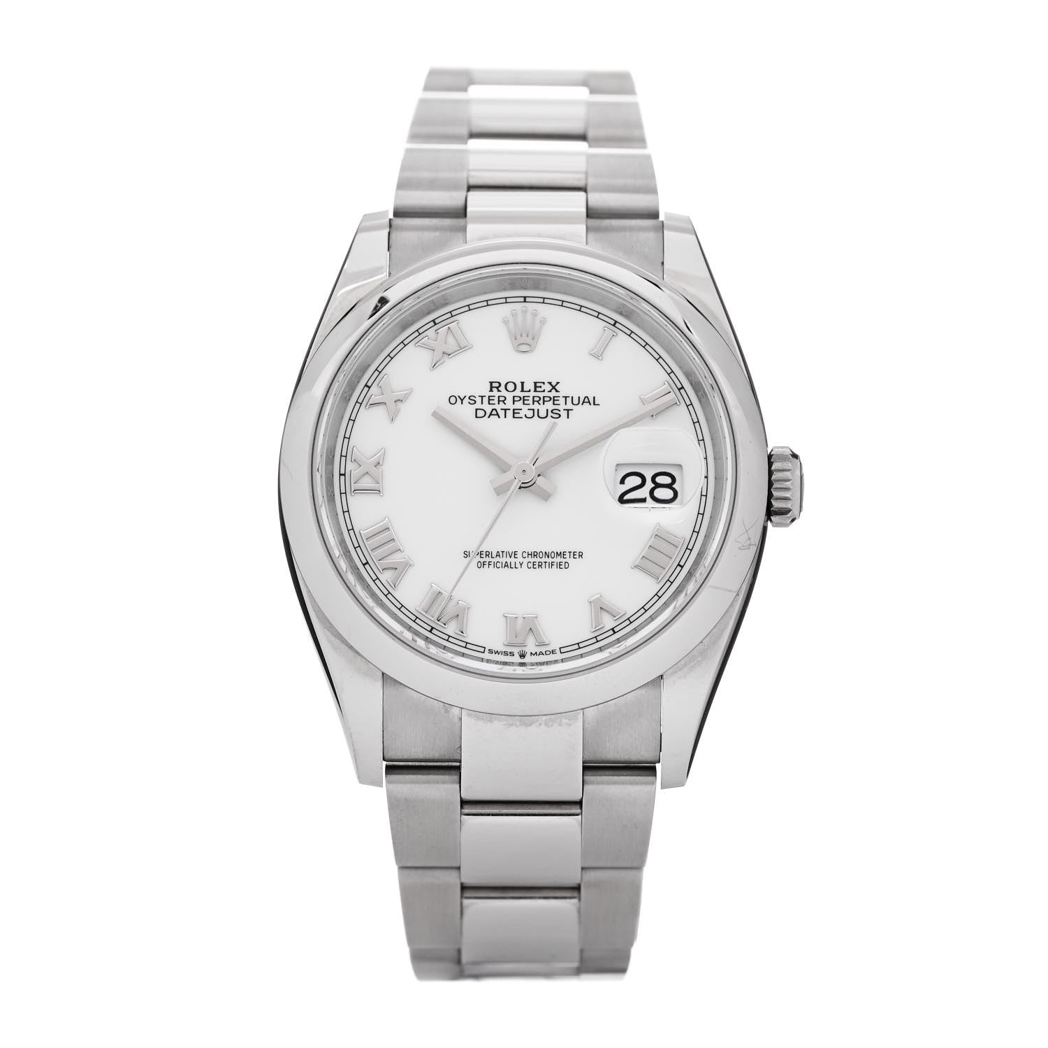 Rolex Stainless Steel 36mm Oyster Perpetual Datejust Watch White Roman 126200 1 of 5