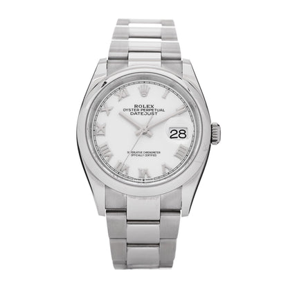 Rolex Stainless Steel 36mm Oyster Perpetual Datejust Watch White Roman 126200 1 of 5