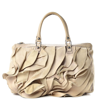 Valentino Garavani Lambskin Ruffle Tote Beige 1 of 19