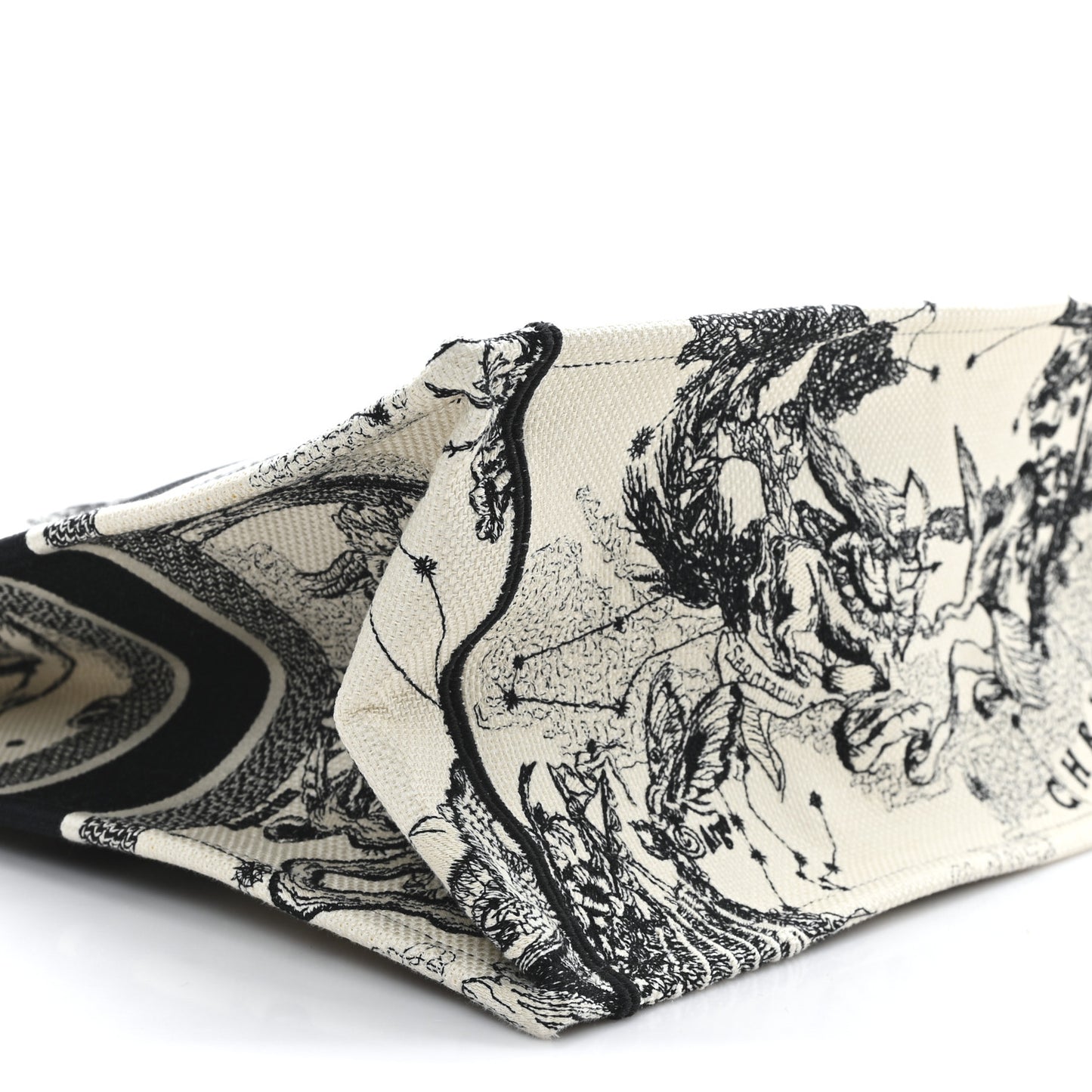 Canvas Embroidered Large Zodiac Toile De Jouy Book Tote Latte