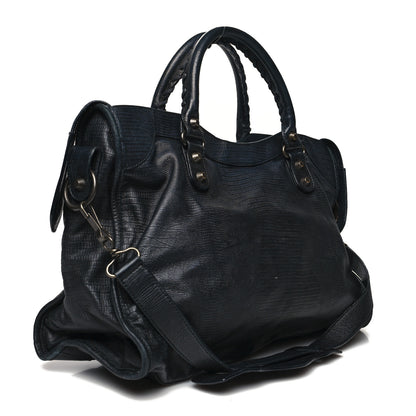 Balenciaga Calfskin Lizard Embossed Classic Hardware City Black 4 of 16