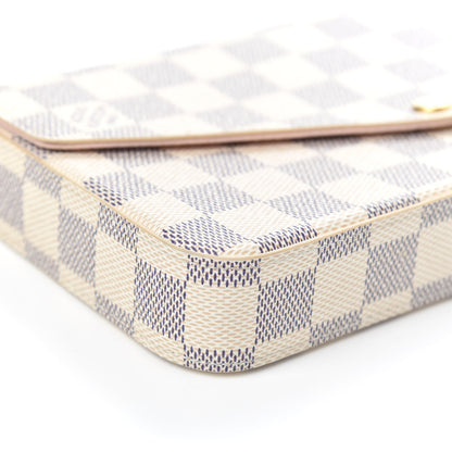 Louis Vuitton Damier Azur Pochette Felicie Chain Wallet Rose Ballerine 7 of 9