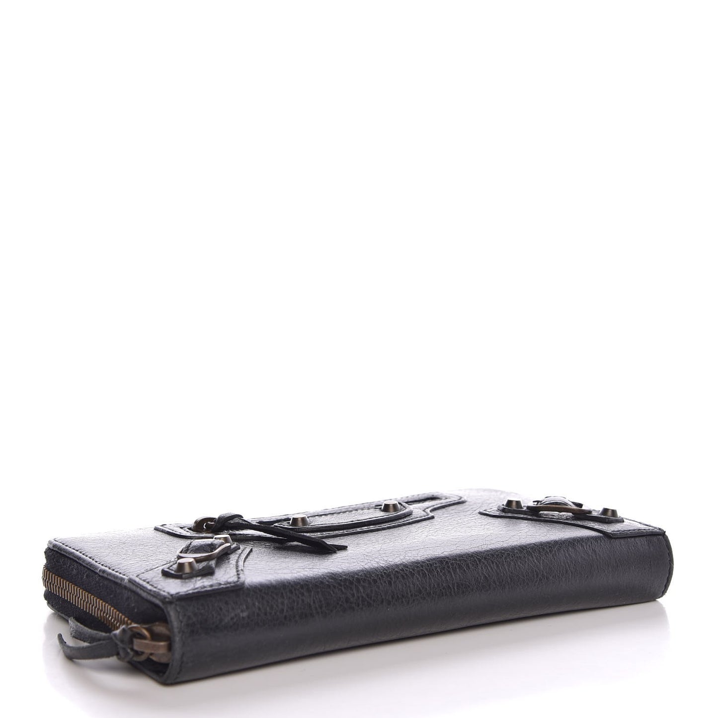 Agneau Classic Hardware Continental Zip Around Wallet Black