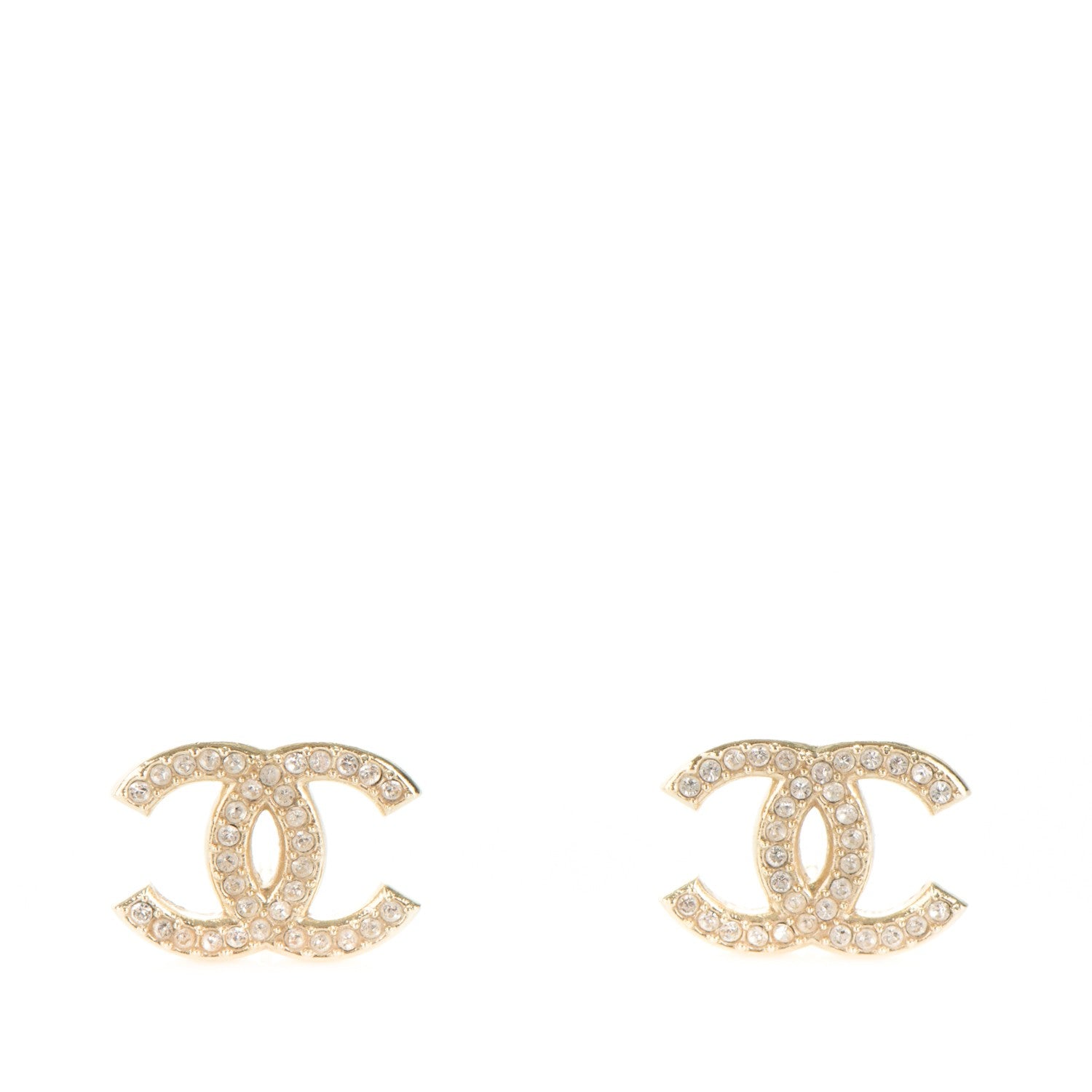 Chanel Crystal CC Earrings Gold 1 of 5