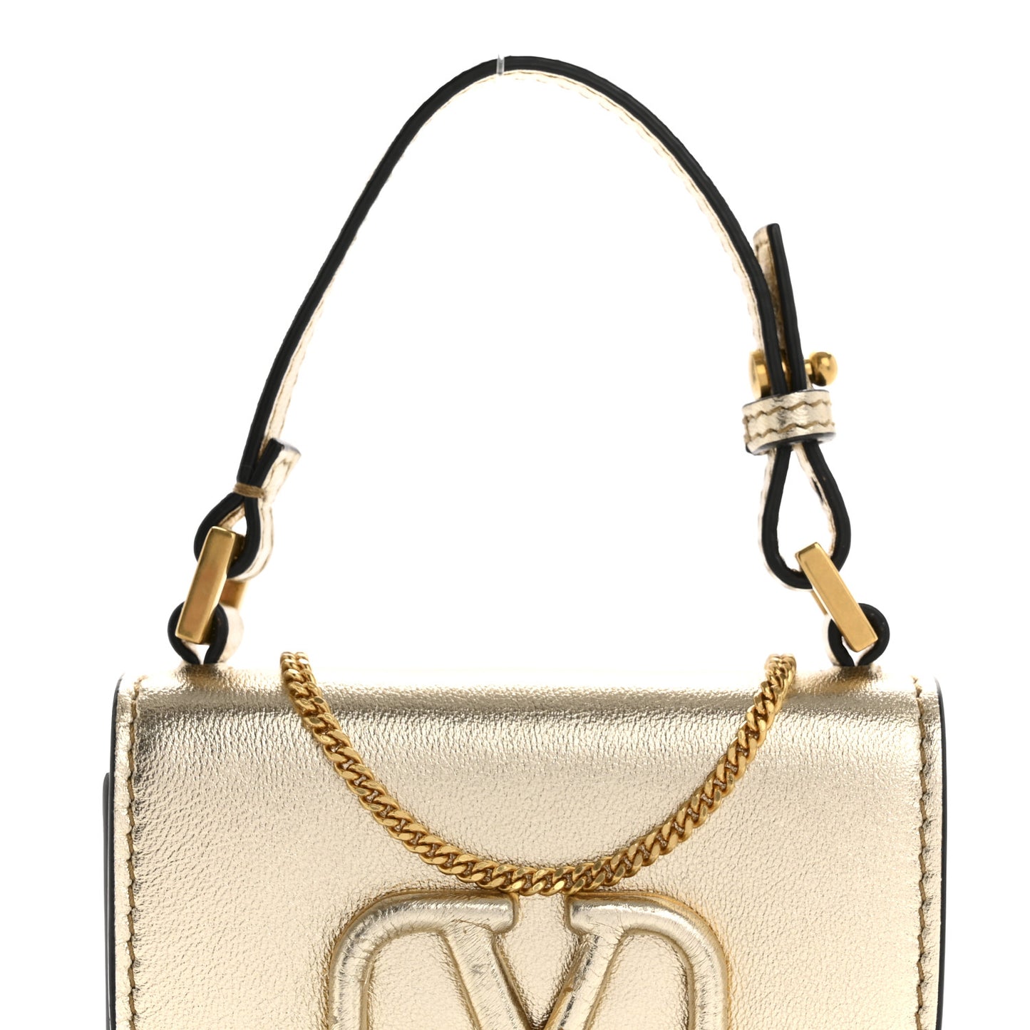 Metallic Calfskin Mini VSling Shoulder Bag Sahara