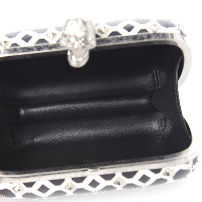 Alexander McQueen Lambskin Studded Skull Box Clutch Ivory Black 4 of 9