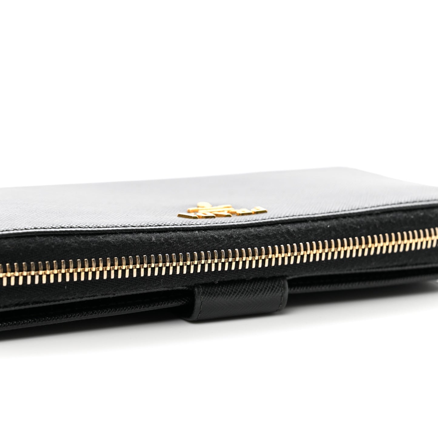 Saffiano Metal Zip Around Organizer Wallet Black