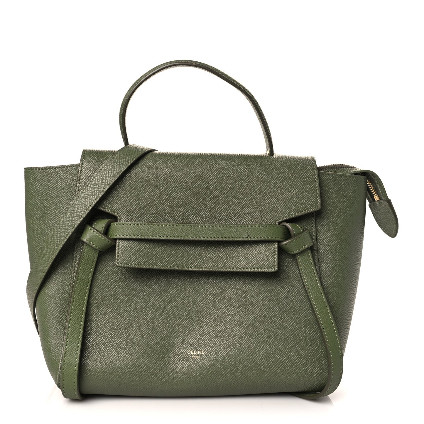Grained Calfskin Micro Belt Bag Army Green
