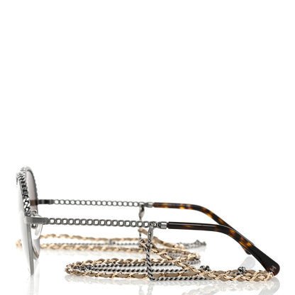 Chanel Metal Chain Round Pantos Sunglasses 4242 Tortoise 3 of 8