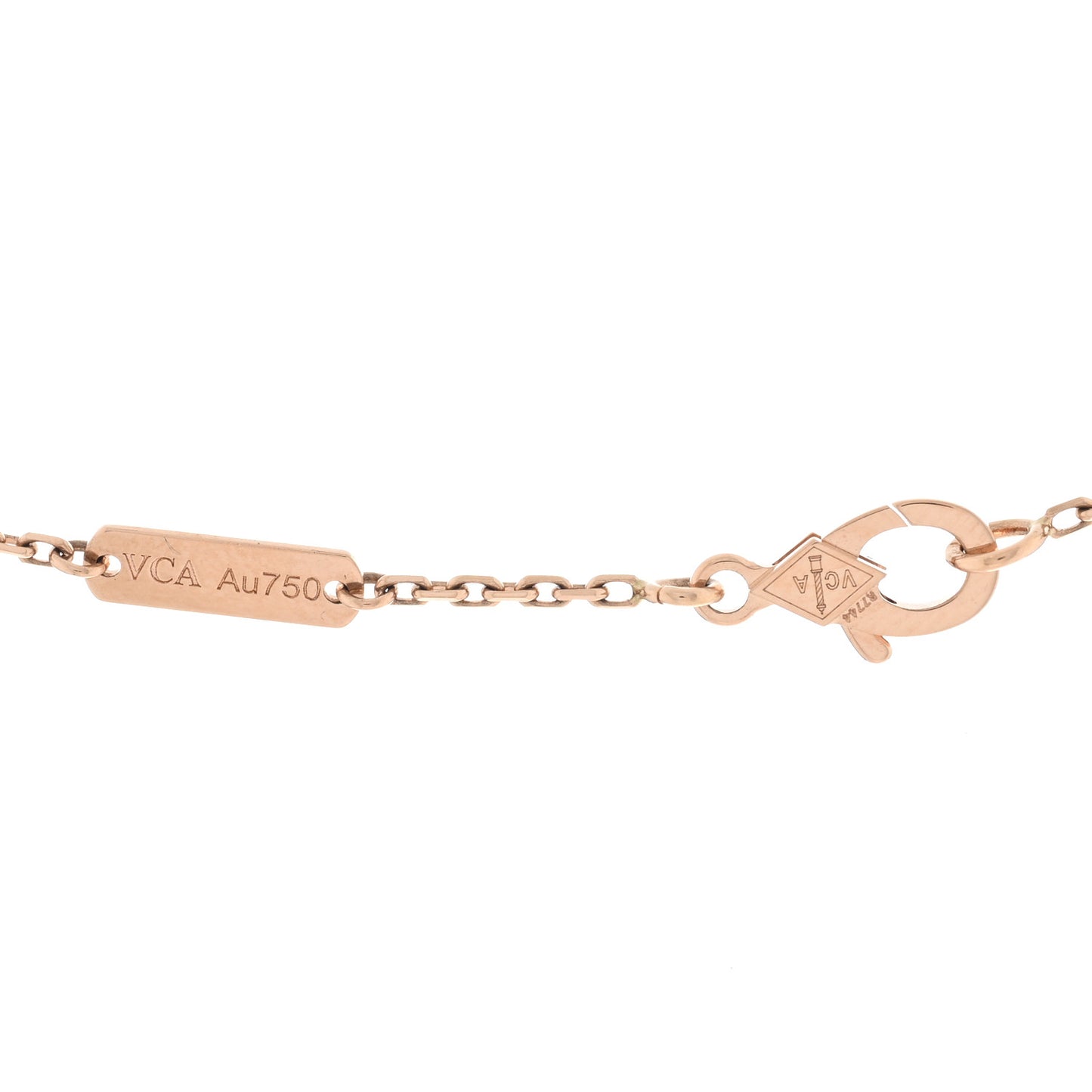 18K Rose Gold Gray Mother of Pearl Vintage Alhambra Pendant Necklace