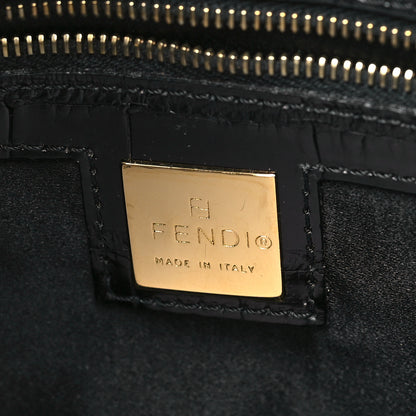 Fendi Crocodile Beaded Gecko Mama Baguette Black 6 of 11