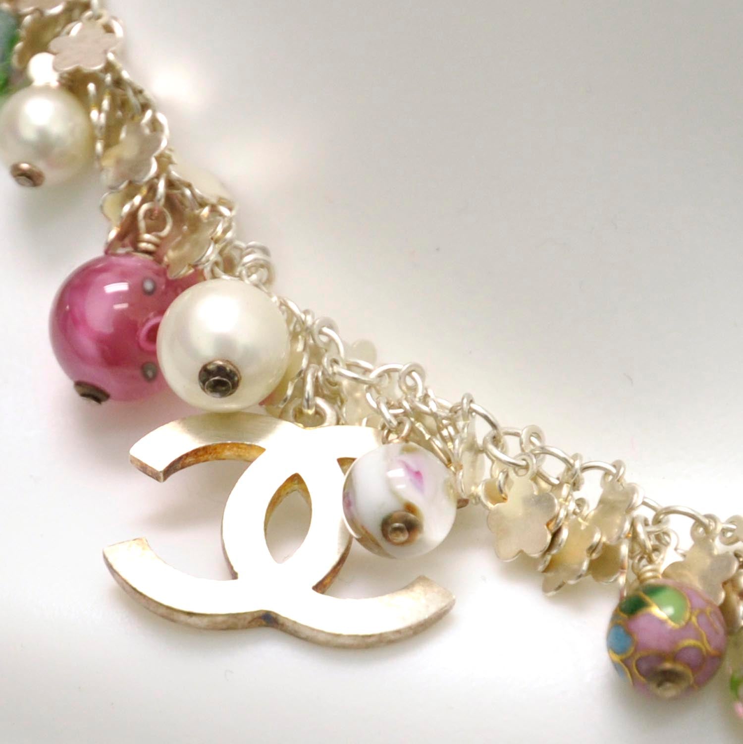 Chanel Floral Beaded CC Necklace Gold 5 of 7