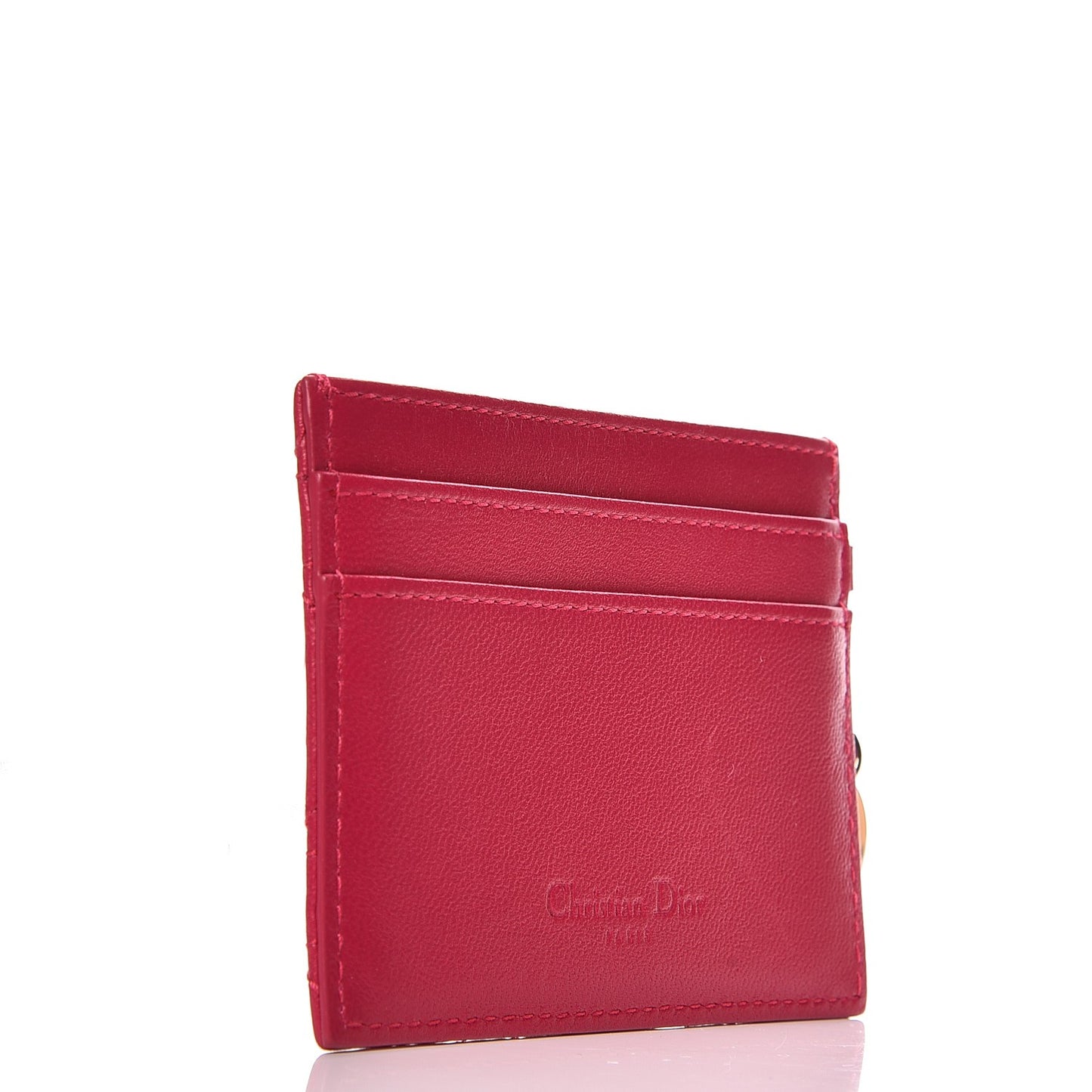 Lambskin Cannage Lady Dior Card Holder Pink