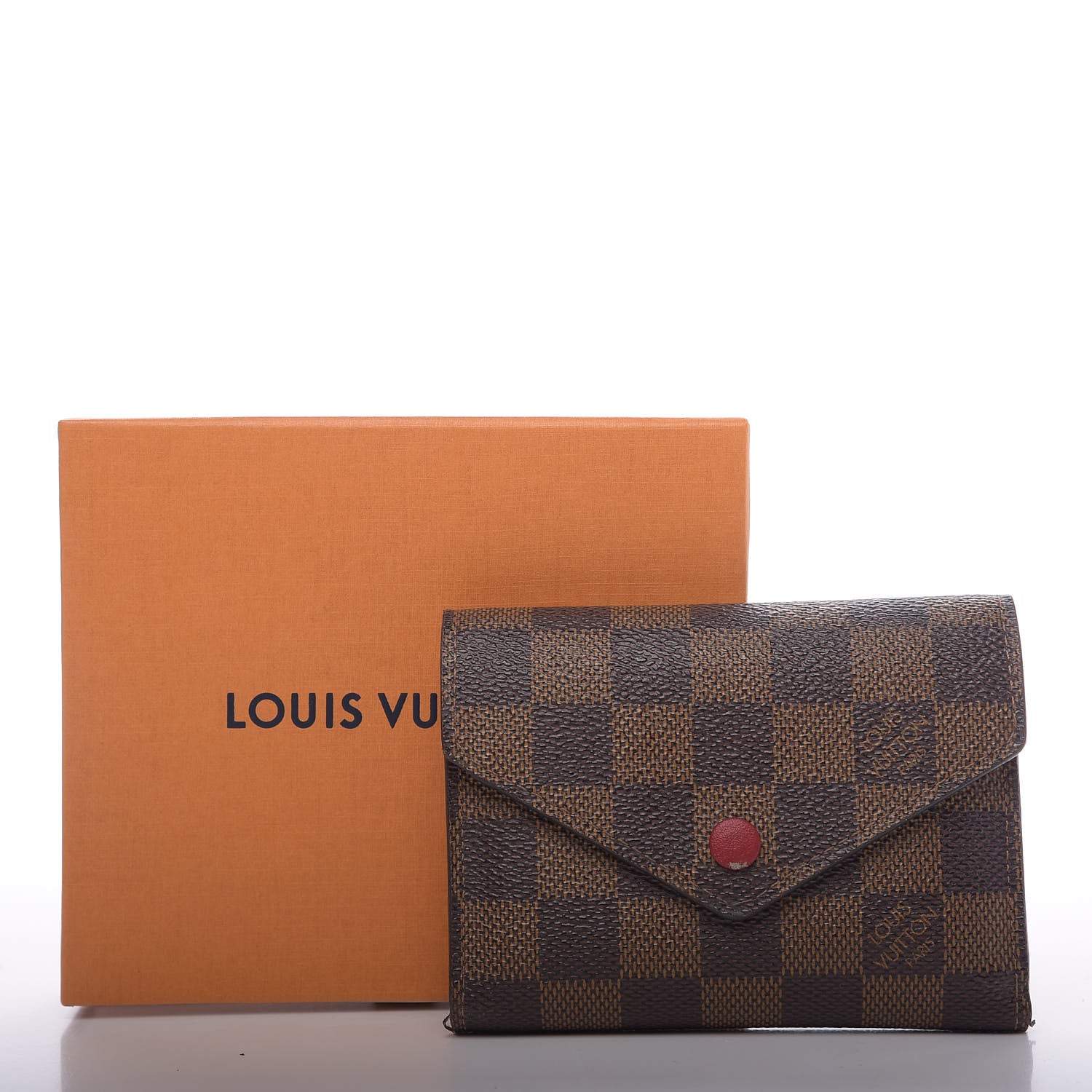 Louis Vuitton Damier Ebene Victorine Wallet Red 7 of 11