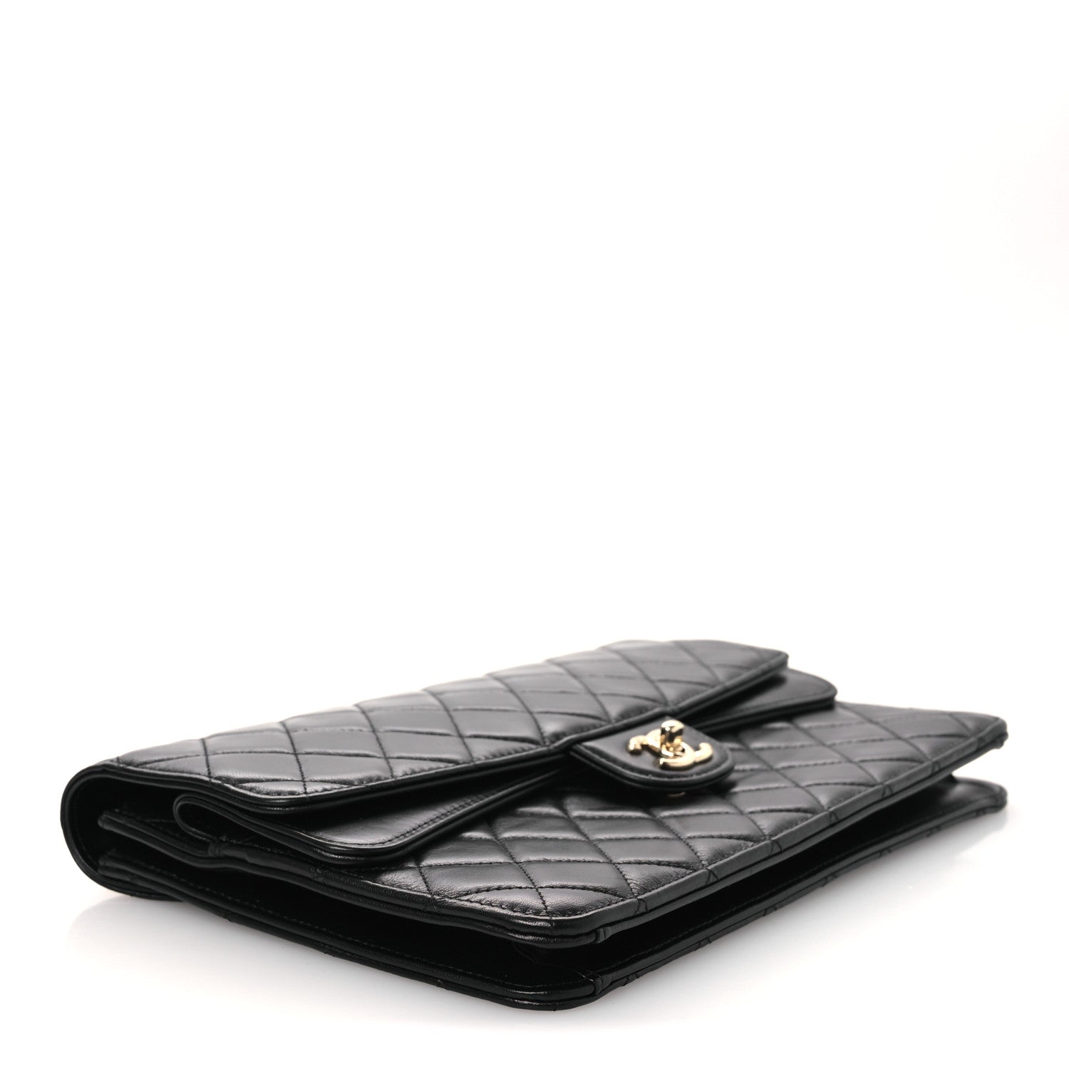 Chanel Lambskin Quilted Flap Clutch Black 4 of 14