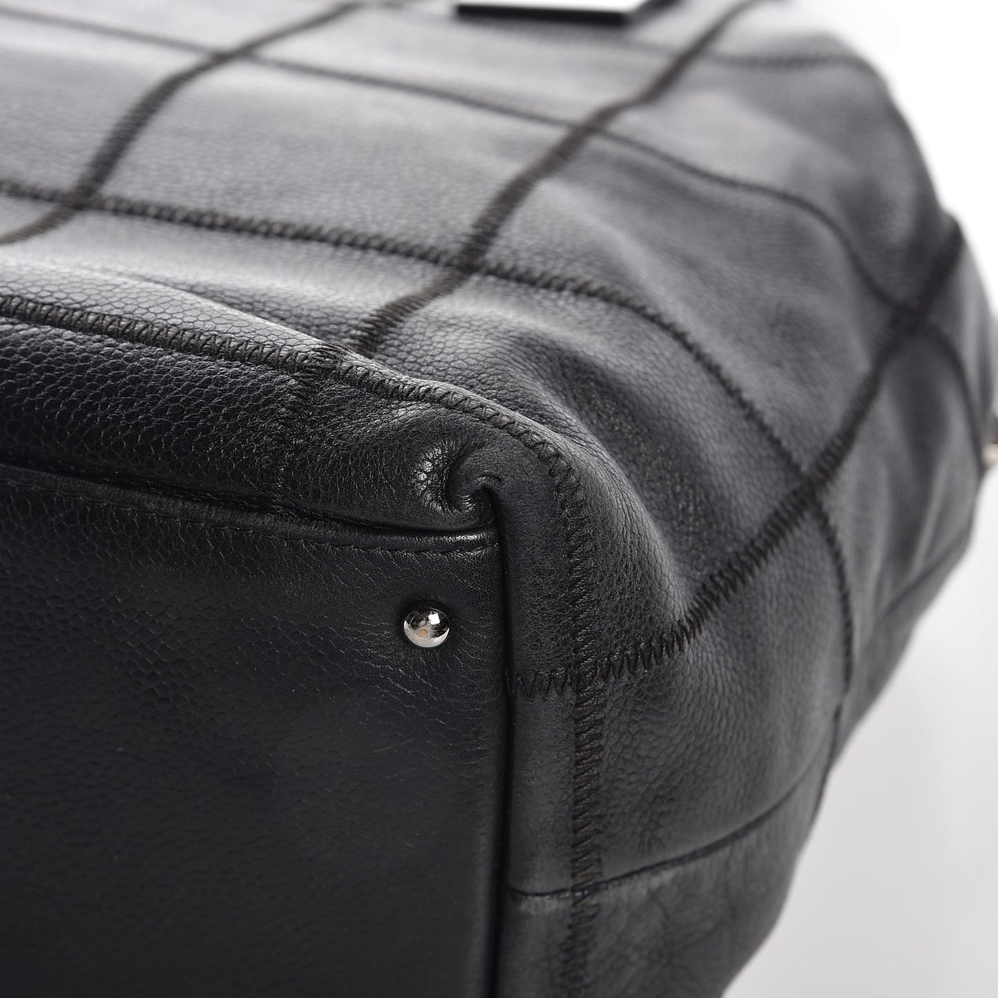 Caviar Square Stitched Tote Black