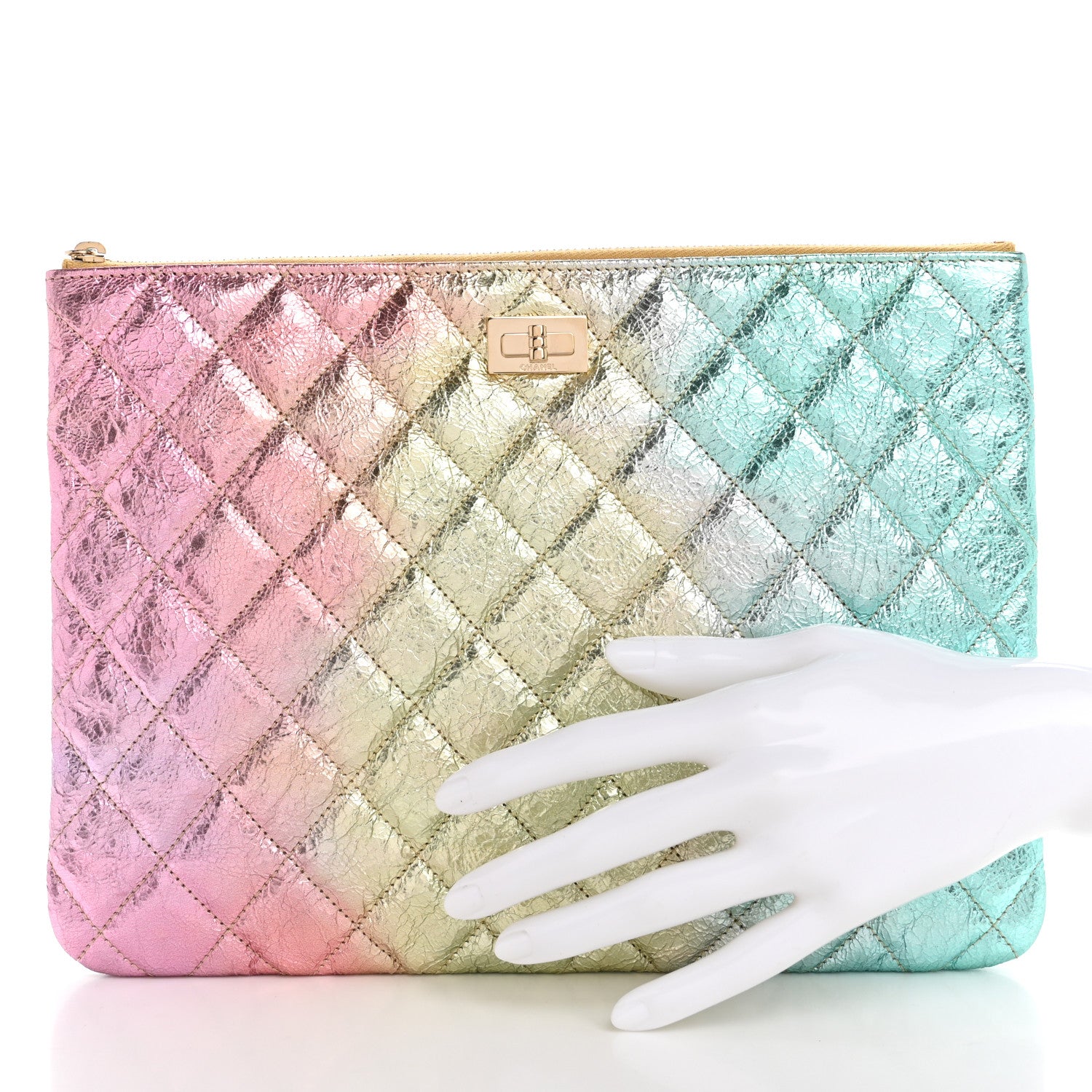 Chanel Metallic Goatskin Quilted Medium 2.55 Reissue Cosmetic Case Multicolor 2 of 7