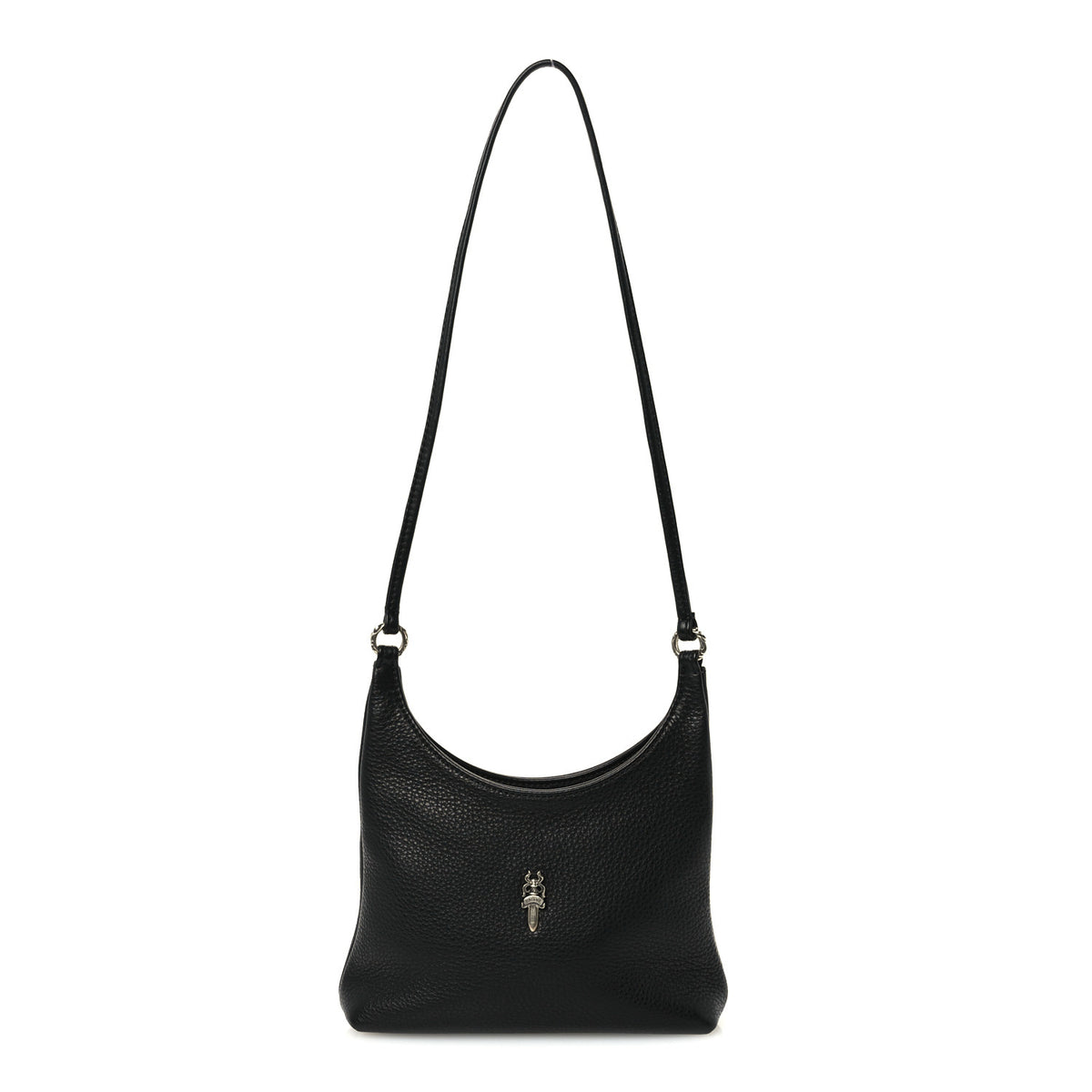 Grained Calfskin Viv Dagger Hobo Bag Black