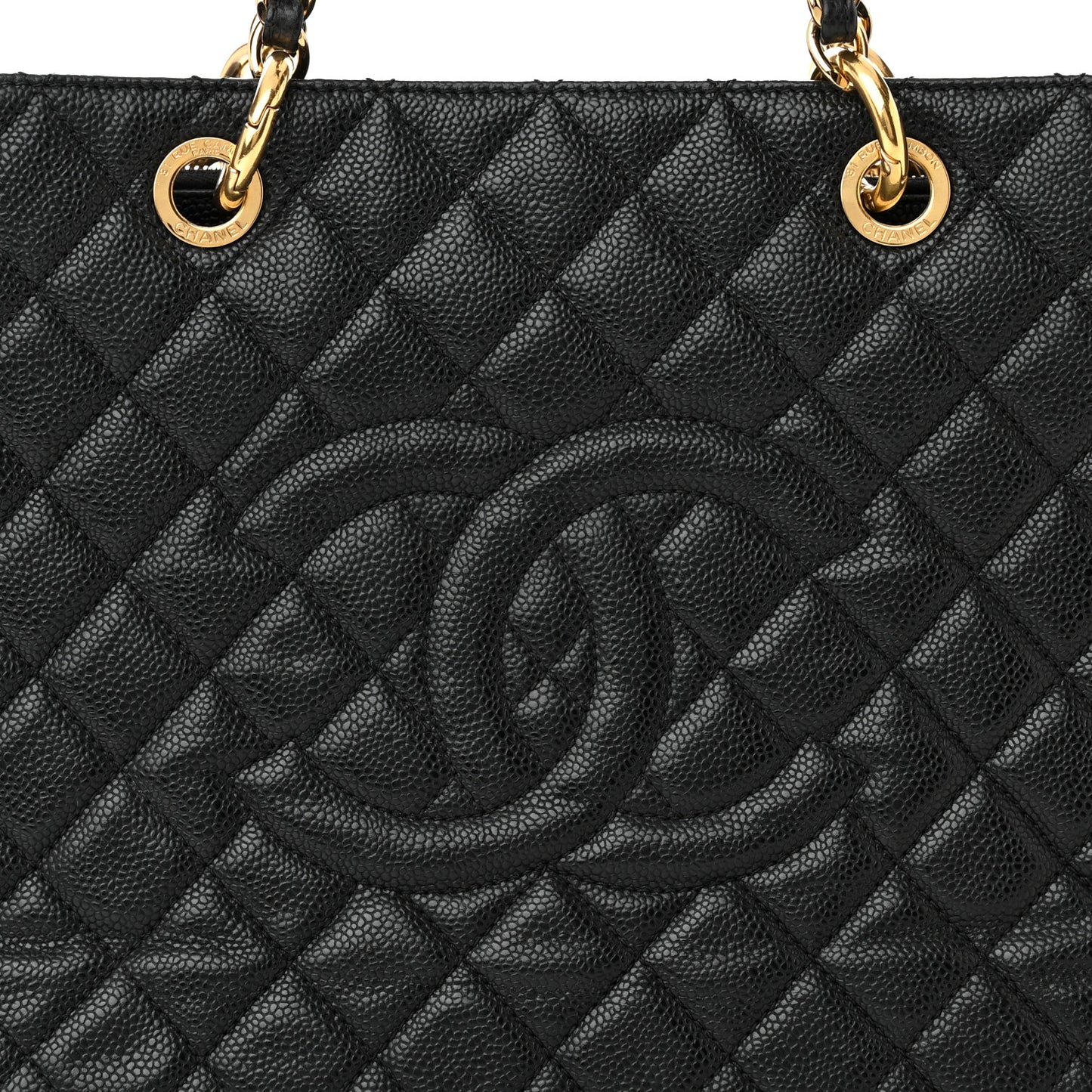 Caviar Quilted Grand Shopping Tote GST Black