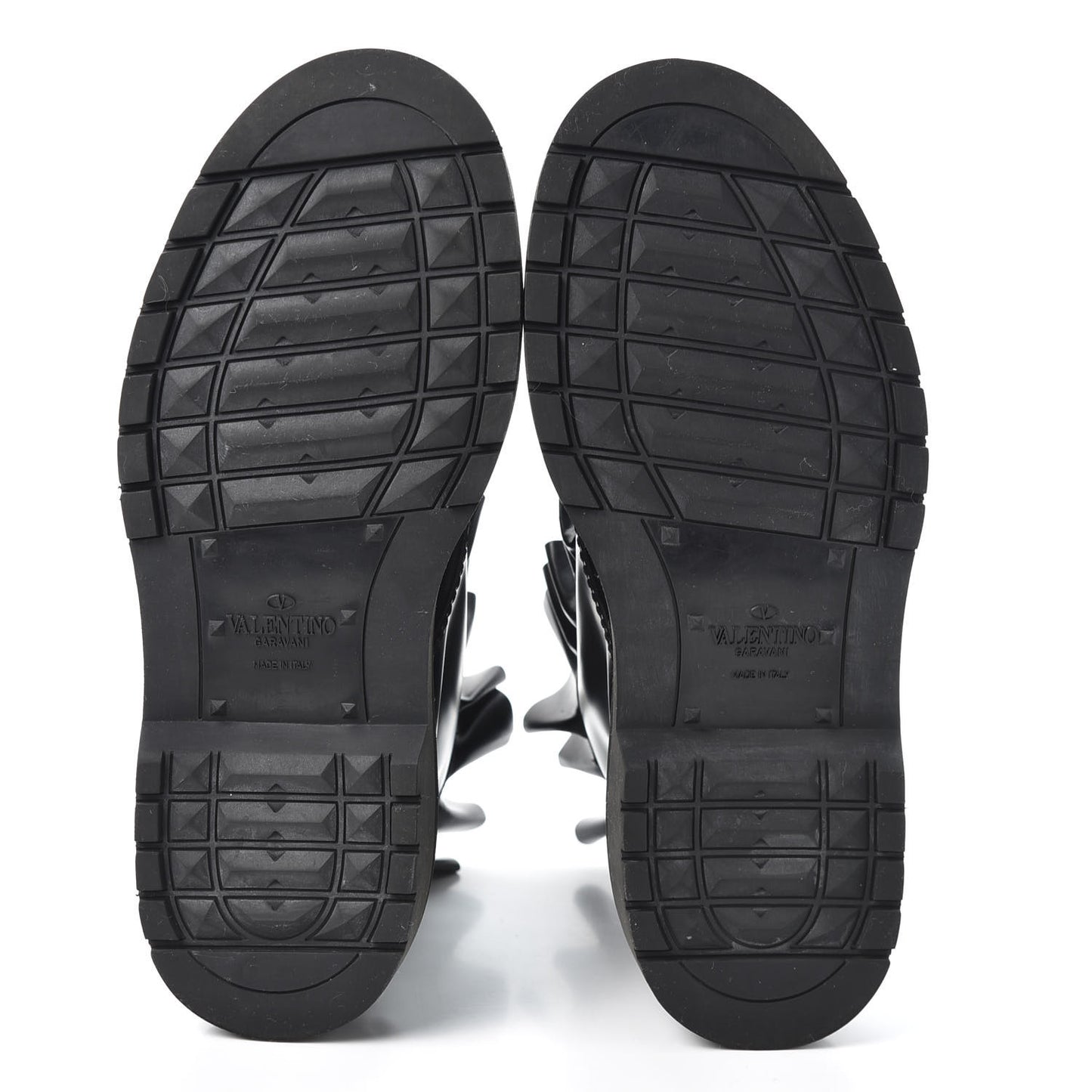 Calfskin Ruffle Heart Love Combat Boots 37.5 Black