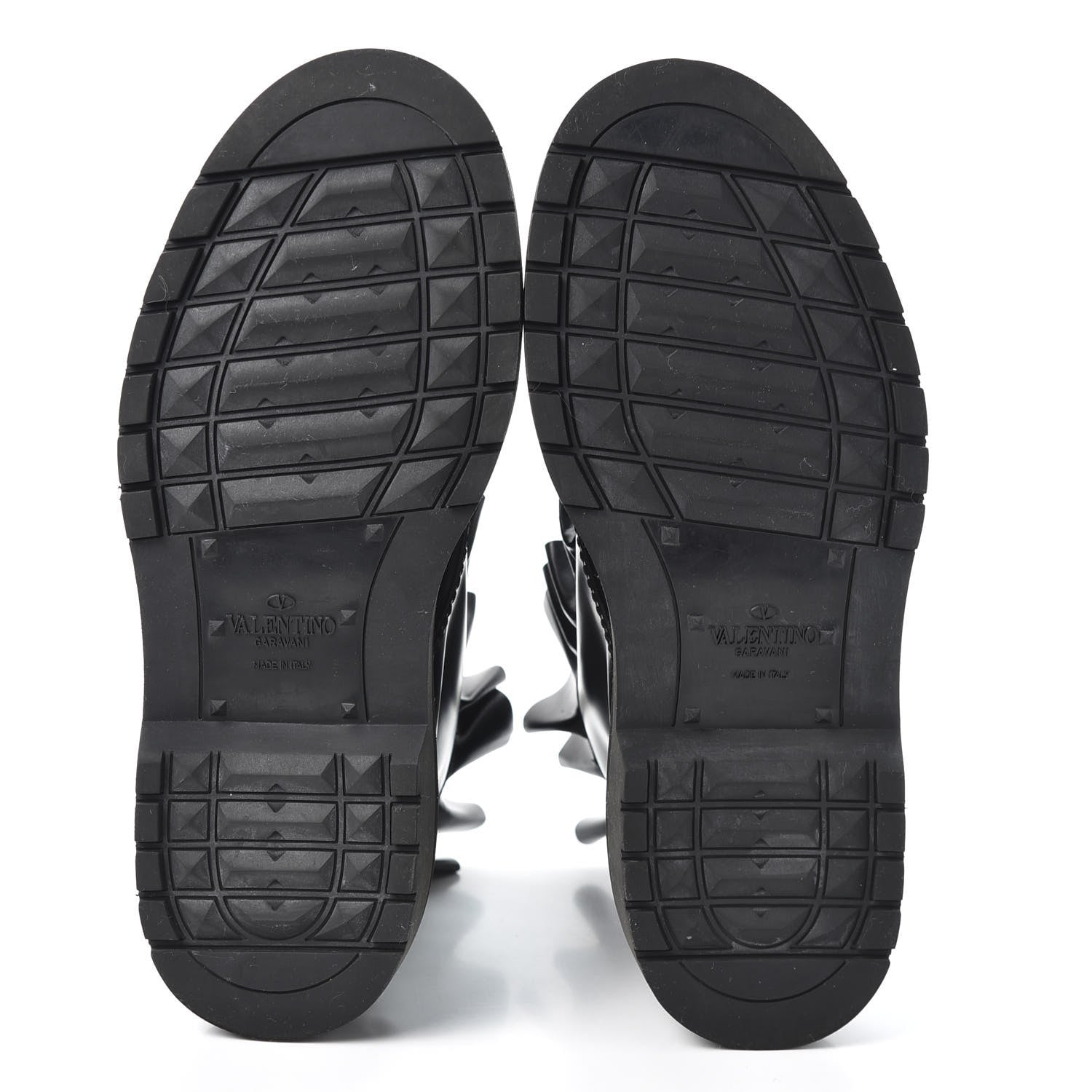 Valentino Garavani Calfskin Ruffle Heart Love Combat Boots 37.5 Black 6 of 10