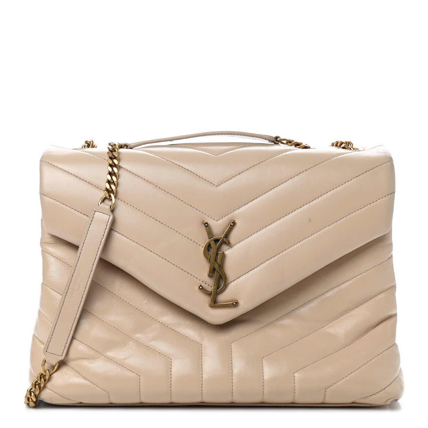Calfskin Y Quilted Monogram Medium Loulou Chain Satchel Nude Powder