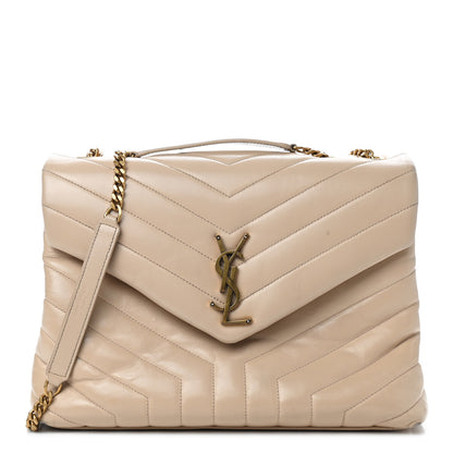 Saint Laurent Calfskin Y Quilted Monogram Medium Loulou Chain Satchel Nude Powder 1 of 14