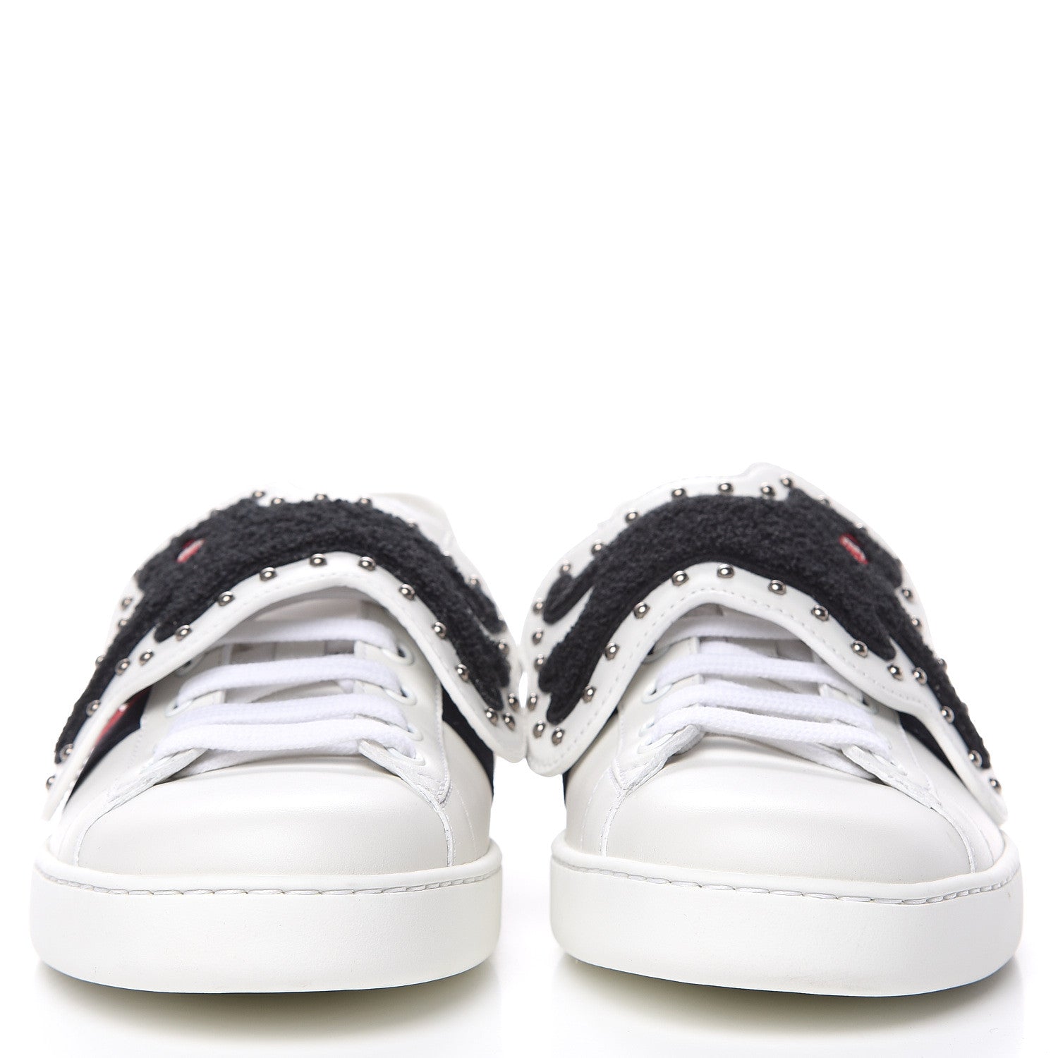 Gucci Calfskin Ayers Web Panther Embroidered Mens Ace Sneakers 7.5 White 2 of 10