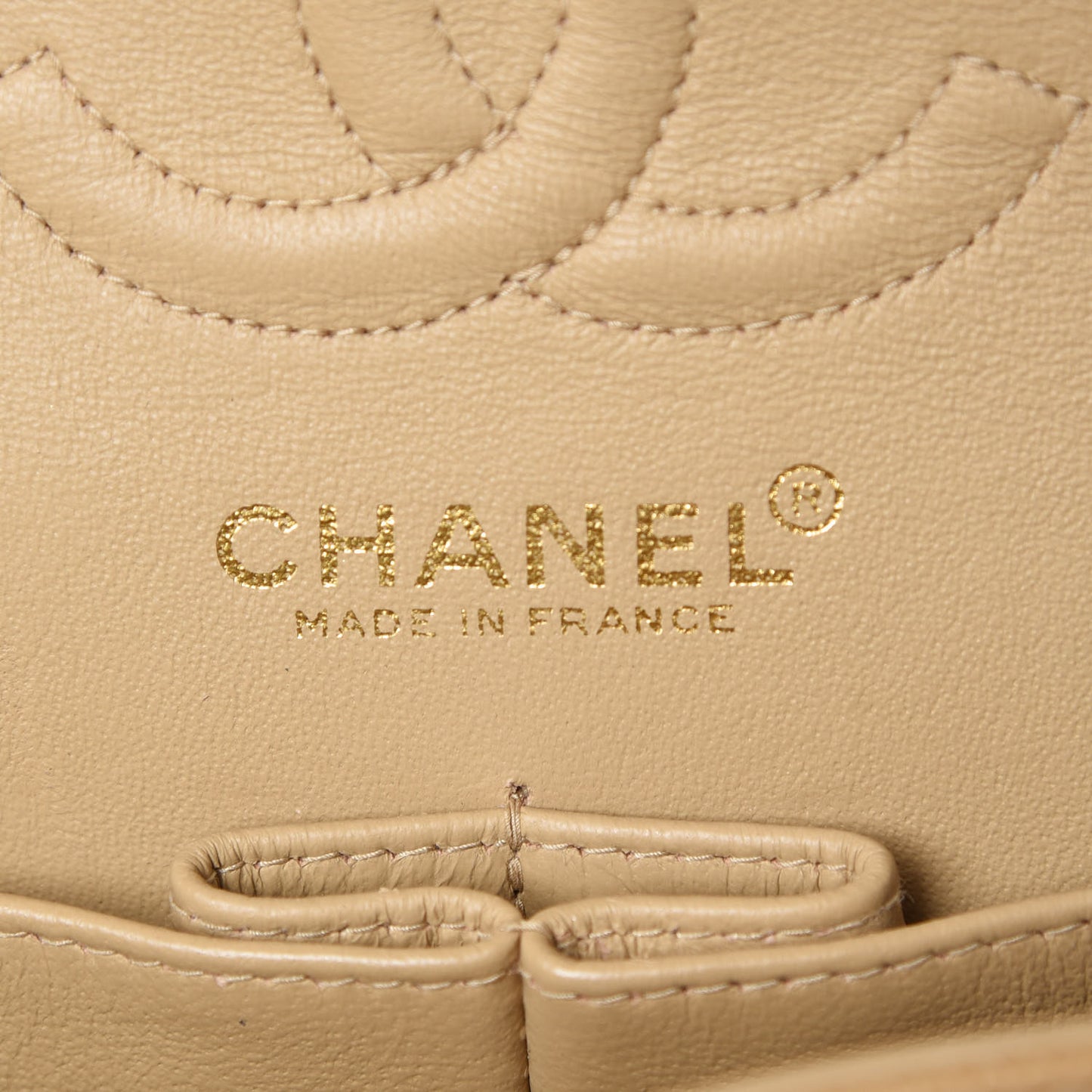 Caviar Quilted Small Double Flap Beige