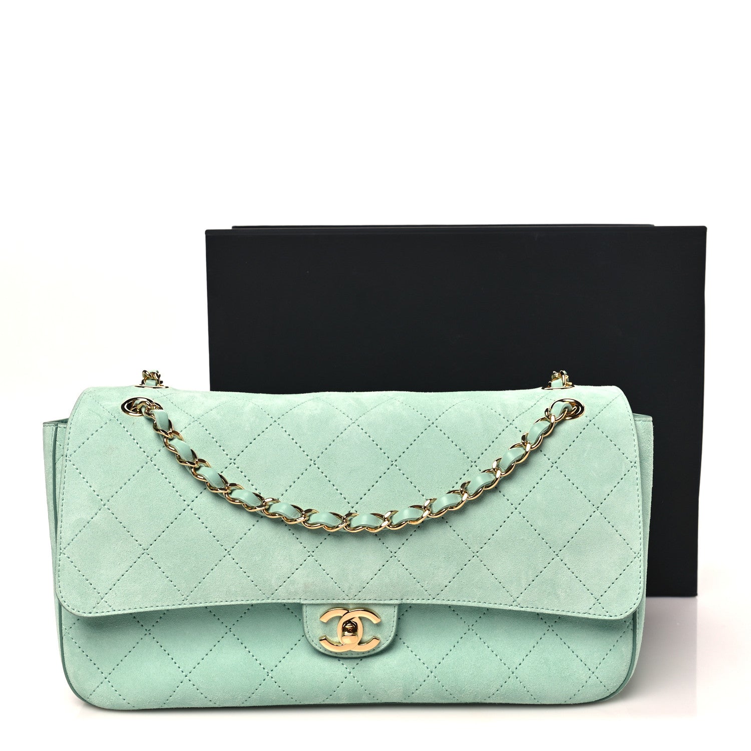 Chanel Suede Calfskin Small Souplissimo Maxi Flap Green 11 of 11