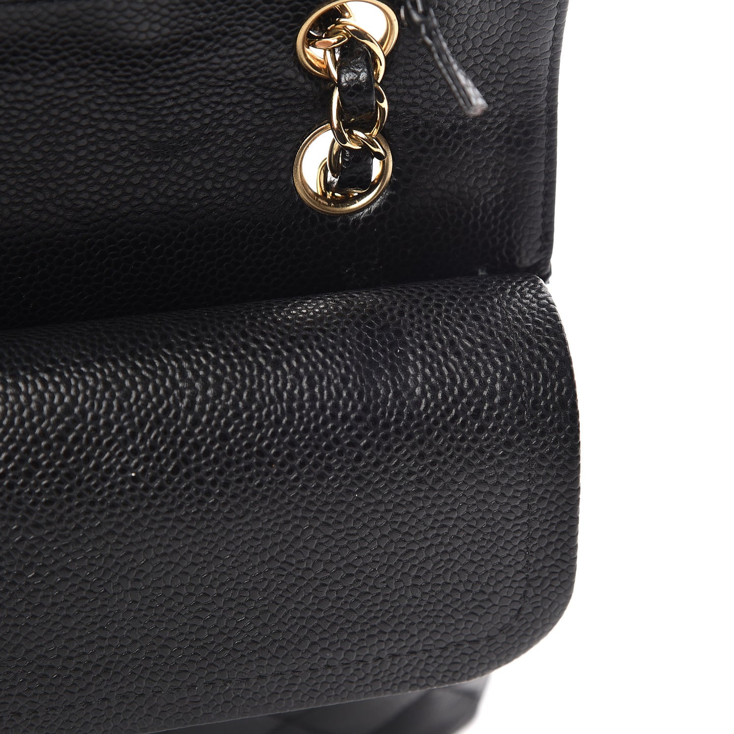 Caviar Quilted Medium Double Flap Black