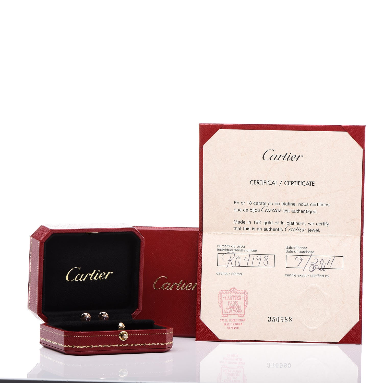 Cartier 18K Pink Gold Pink Sapphire D'Amour Earrings 7 of 7