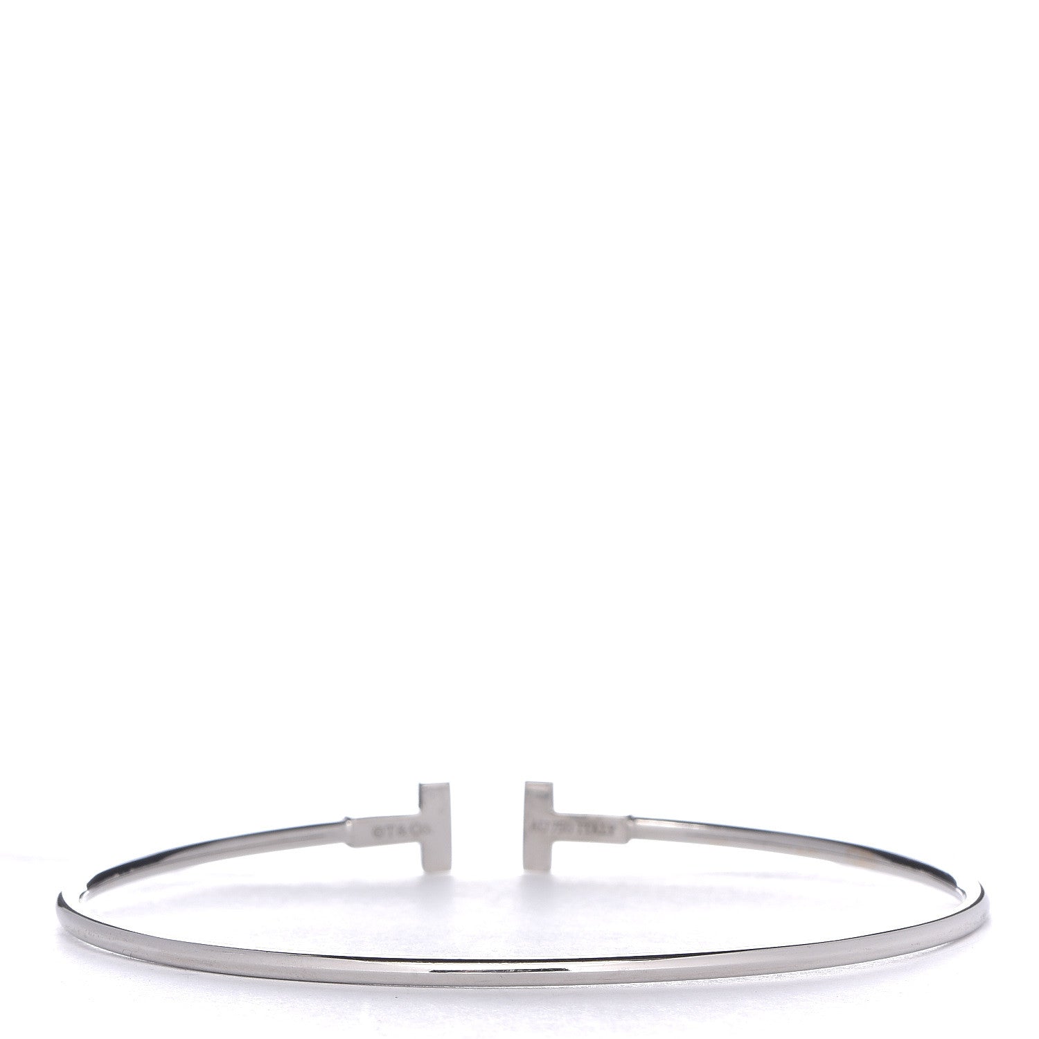 Tiffany 18K White Gold Narrow T Wire Bracelet 3 of 5