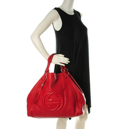 Gucci Pebbled Calfskin Large Soho Shoulder Bag Red 2 of 7